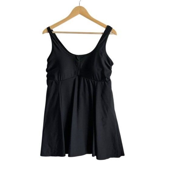 Torrid Zip Front Swim Dress Black Size 1 w/ Shorts UPF 50+ - Picture 2 of 12